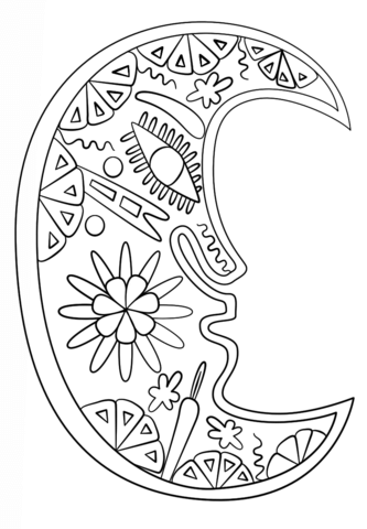 Huichol Art   Moon Coloring Page